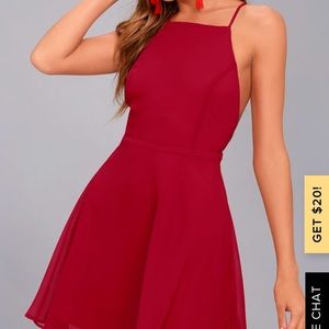 Lulu’s Letter of Love Red Backless Skater Dress